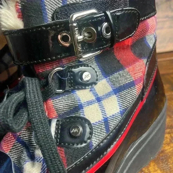 Anne Klein Sport Tartan Plaid Winter Waterproof Duck Boots Gallup Red Black 10M - Picture 9 of 9